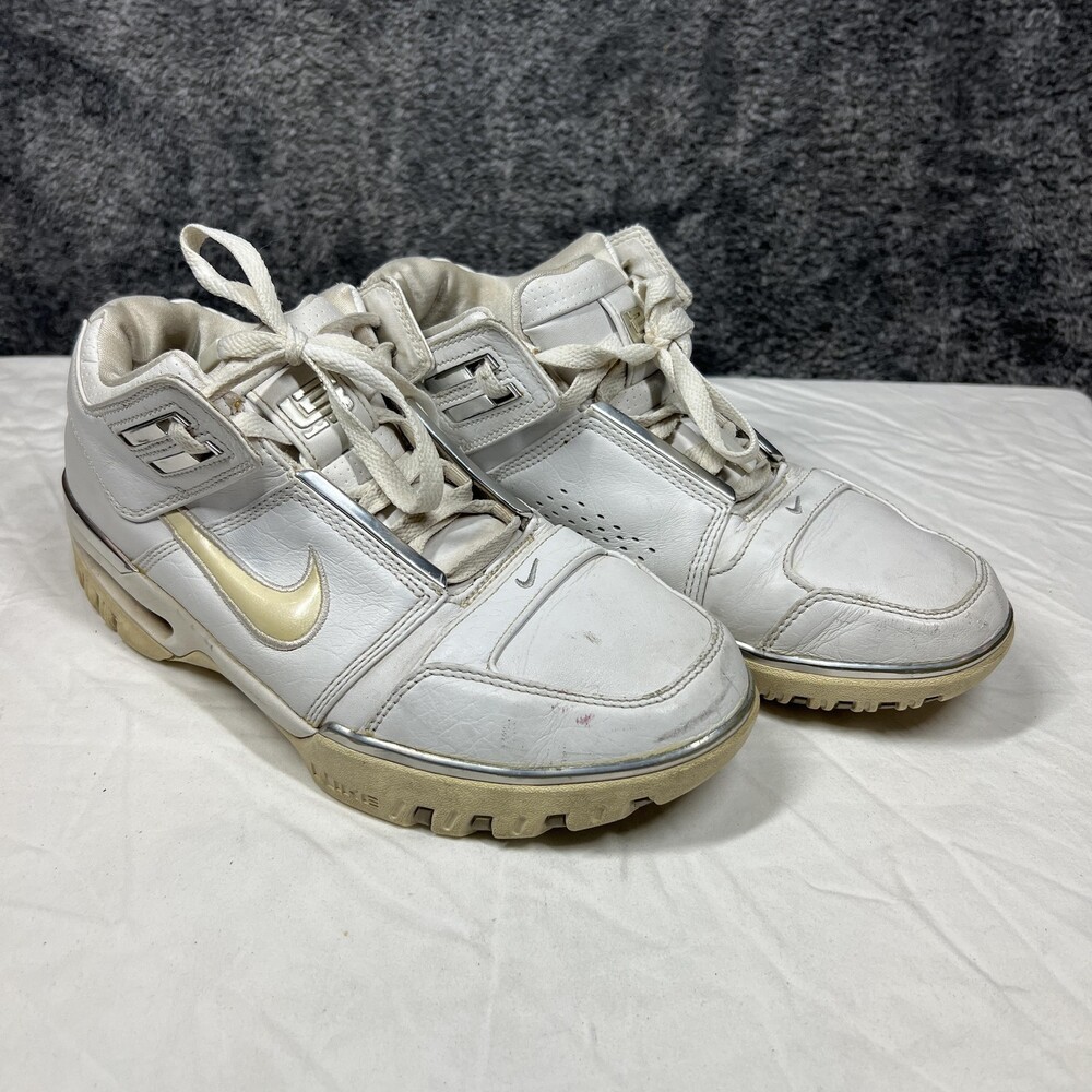 Nike Air Shoes Mens Size 8 White Leather Low Top Cushioned Athletic 308573-111